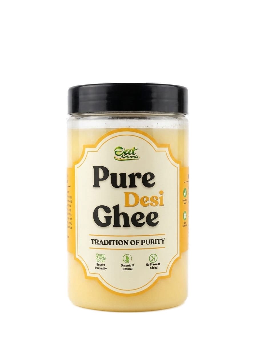 Pure Desi Ghee in clear jar, organic natural, boosts immunity, no flavors added, tradition of purity